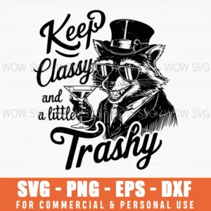 Classy Trashy Raccoon Top Hat Tuxedo Cocktail Sunglasses Svg