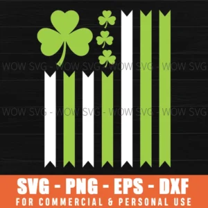 Irish Patricks Day Shamrock Lucky Flag Stripes Festive Svg Png