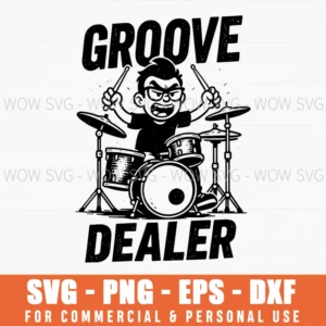 Groove Dealer Drums Drummer Music Cartoon Band Svg Png