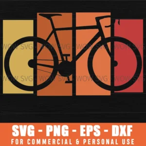 Bicycle Silhouette Retro Style Geometric Squares Simple Svg
