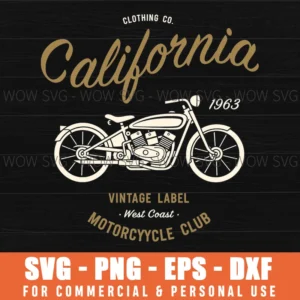 California Vintage Label Motorcycle Club Retro Drawing Svg
