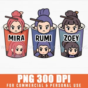 Free Mira Rumi Zoey Demon X Hunters Cups Png
