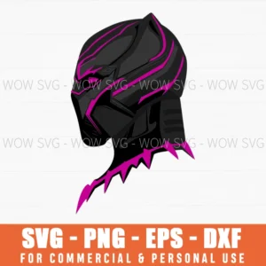 Black Panther Helmet Side Profile Svg Png, Purple Kinetic Glow Art