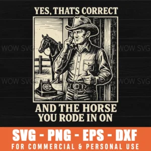 Cowboy Horse Telephone Vintage Sarcastic Western Humor Svg