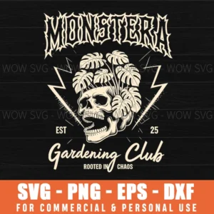 Monstera Gardening Club Plant Lover Tropical Leaf Svg Png