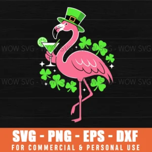 Leprechaun Flamingo Shamrock St Patricks Day Animal Svg Png