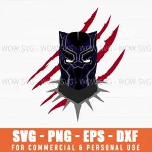 Black Panther Face With Red Claw Marks Svg Png, Marvel Fan Art