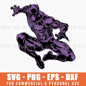 Black Panther Action Pose Svg Png, Purple Comic Style Superhero
