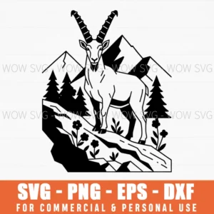 Ibex Wild Goat Mountain Alpine Cliff Outdoor Svg Png