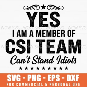 Yes I Am A Member Of Csi Team Cant Stand Idiots Typography Svg