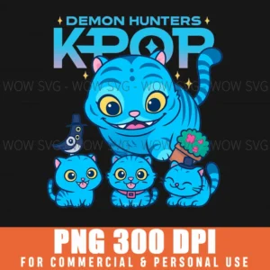 Free K-Pop Demon Hunters Blue Cats Group Png