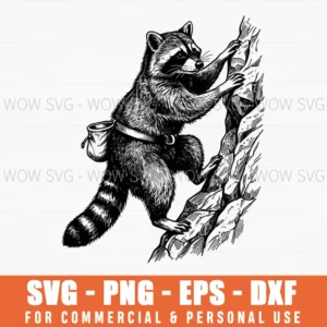 Raccoon Climbing Rock Wildlife Animal Nature Forest Svg Png