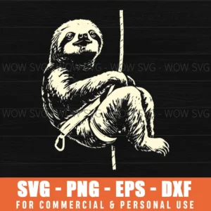 Cute Funny Sloth Rock Climber Harness Slow Chalk Stone Svg Png