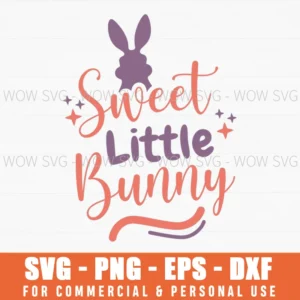 Sweet Little Bunny Easter Silhouette Script Lettering Svg