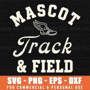 Mascot Track Field Winged Shoe Athletic Team Vintage Sport Svg