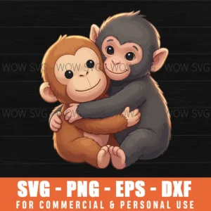 Cute Baby Monkey Named Punch Plush Hugging Svg Png
