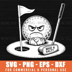 Funny Salty Golf Ball Putter Sports Svg Png