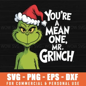 Men'S The Grinch Christmas Mean One Svg Png