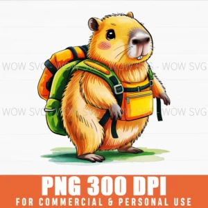 Cute Capybara Traveling Mountain Camping Png