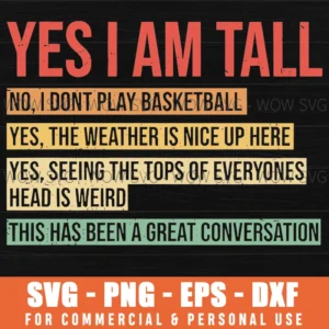 Tall Person No Play Basketball Funny Humorous Saying Svg