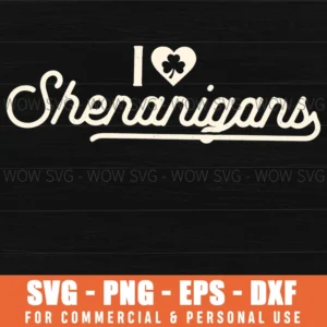 St Patricks Shenanigans Retro Script Shamrock Icon Svg
