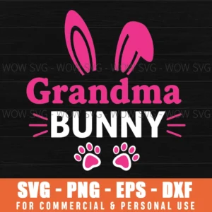 Grandma Bunny Easter Rabbit Paw Prints Grandparent Svg Png