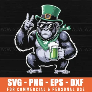 Funny Gorilla St Patty'S Shamrock Beer St Patrick'S Day Svg Png