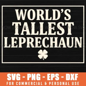 Tall Leprechaun St Patricks Day Shamrock Framed Bold Text Svg