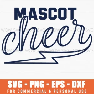 Mascot Cheer Athletic Lightning Bolt Script Font Svg