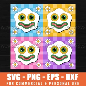 Green Smile Face Eggs And Bacon Breakfast Groovy Retro Svg Png