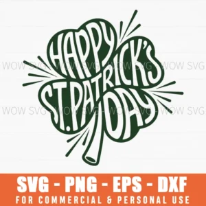 Happy St Patricks Day Holiday Shamrock Green Bold Font Svg