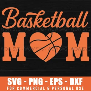 Basketball Mom Heart Shape Sports Athletic Svg