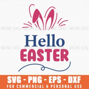 Hello Easter Bunny Ears Greeting Spring Holiday Svg