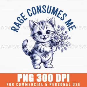 Funny Cute Grumpy Kitten Holding Flowers Sarcastic Humor Png