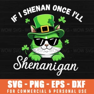Funny Lucky Shamrock Cat Svg St Patricks Day Gift Cat Lover Svg Png