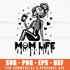 Funny Mom Life Skeleton Coffee Skull Halloween Svg Png