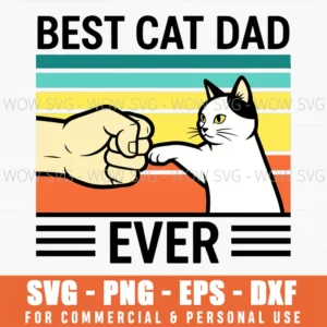 Best Cat Dad Ever Retro Feline Fistbump Fathers Day Gift Svg
