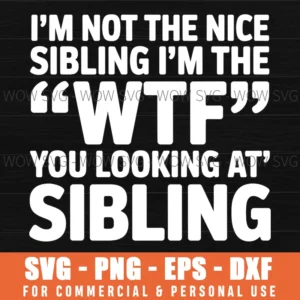 Funny Sibling, I'M Not The Nice Sibling Wtf You Looking At, Brother Sister Quote Svg Png