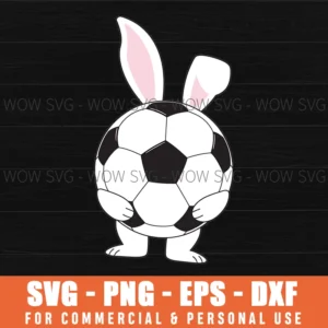 Cartoon Bunny Easter Soccer Ball Athletic Player Svg