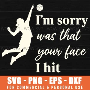Im Sorry Was That Your Face I Hit Volleyball Funny Competitive Svg