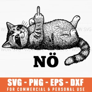 Nö Humorous Tabby Cat Middle Finger Illustration Svg Png