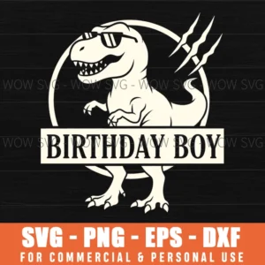 Birthday Boy Dinosaur Glasses Party Graphic Claw Marks Celebration Svg