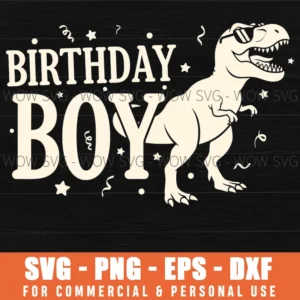 Birthday Boy Dinosaur Sunglasses Party Celebration Graphic Bold Svg