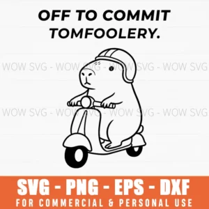 Off To Commit Tomfoolery Capybara Scooter Funny Outline Svg