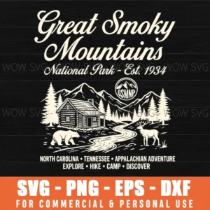 Great Smoky Mountains National Park Est 1934 Rustic Svg