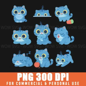 Demon Hunters Blue Cat Stickers Sheet Png