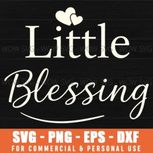 Little Blessing Elegant Script Serif Font Baby Heart Svg