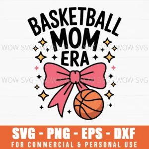 Basketball Mom Era Bow Sports Mama Gameday Svg Png