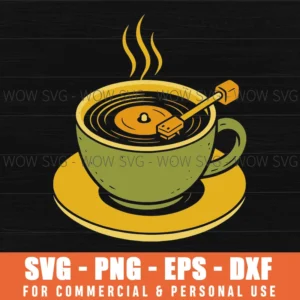 Coffee Turntable Music Vinyl Record Retro Vintage Svg