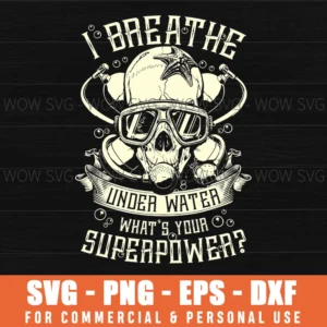 Scuba Diving Skull Superpower Ocean Svg Png